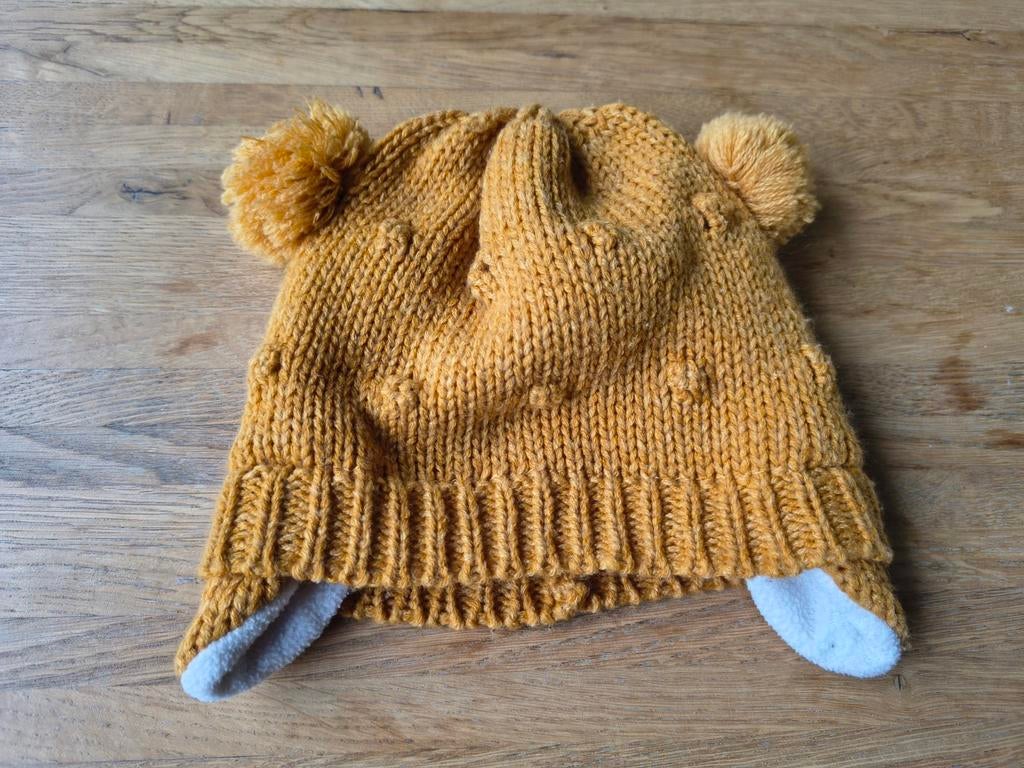 Hema Muts met oorwarmers 9/24 maanden geel, Kinderen en Baby's, Jongetje of Meisje, Ophalen of Verzenden, Hema, Maat 86