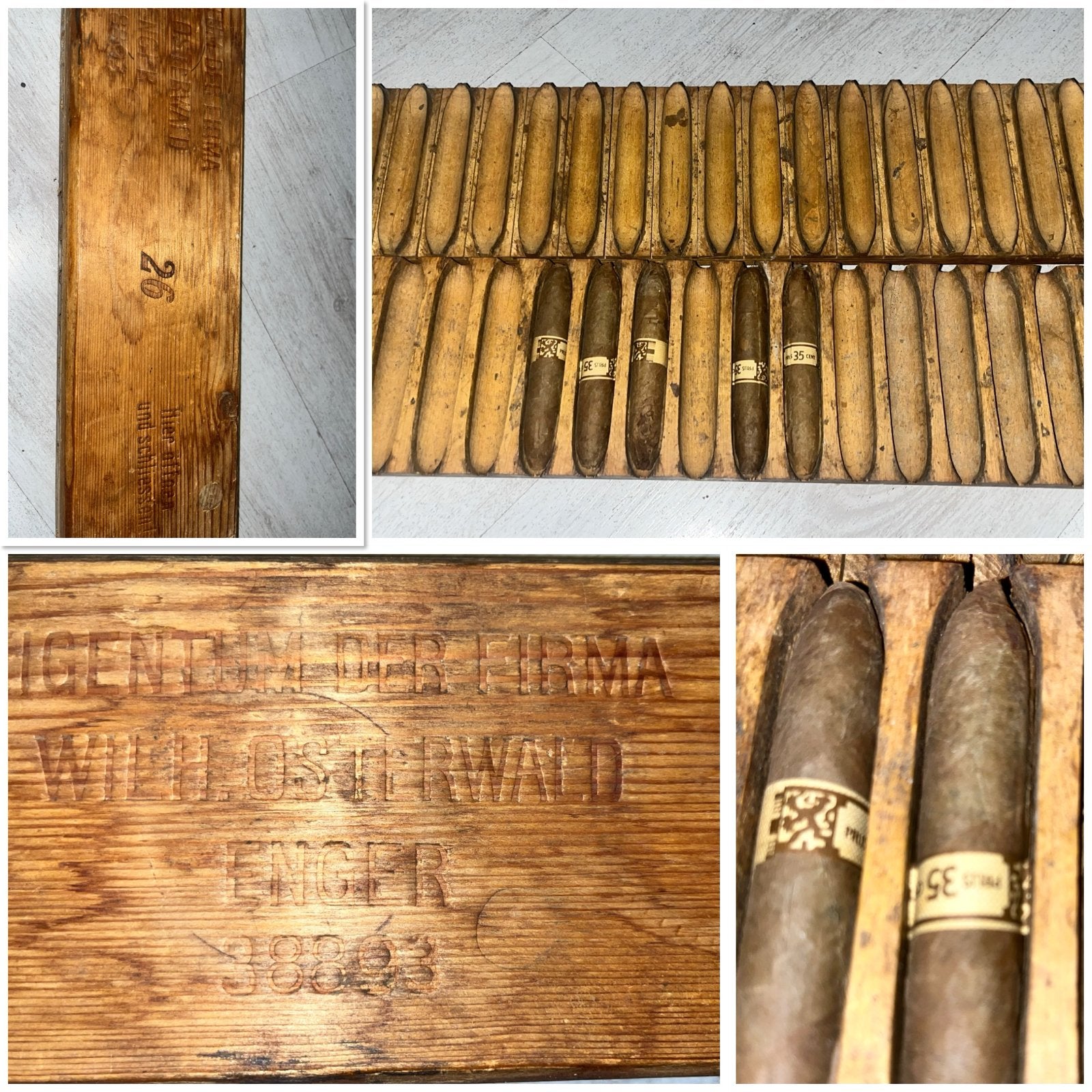 Antieke Sigarenpers Will Osterwald 20-vaks + 5 sigaren 35ct, Ophalen of Verzenden
