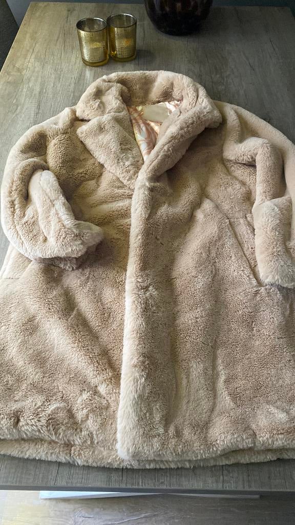 Teddy- fake fur jas L, Ophalen of Verzenden, Zo goed als nieuw, Maat 42/44 (L), Beige