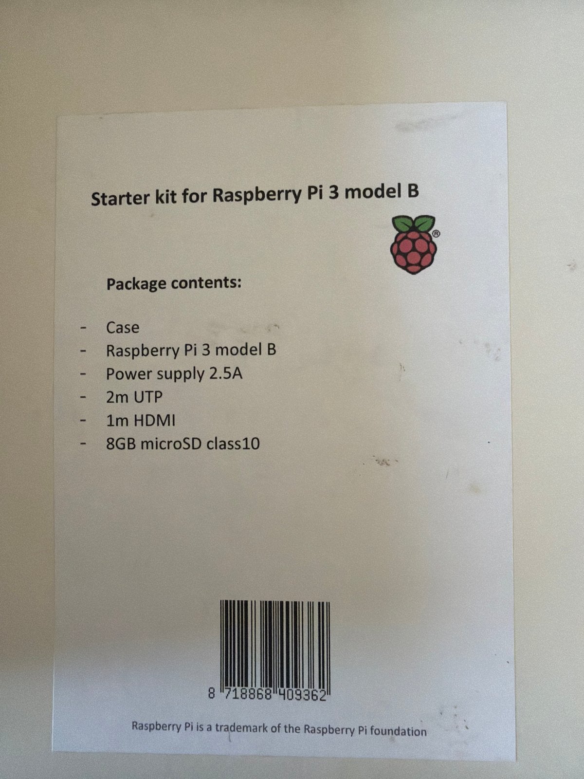 Raspberry Pi 3 Model B Starter Kit met accessoires, Ophalen of Verzenden, Zo goed als nieuw