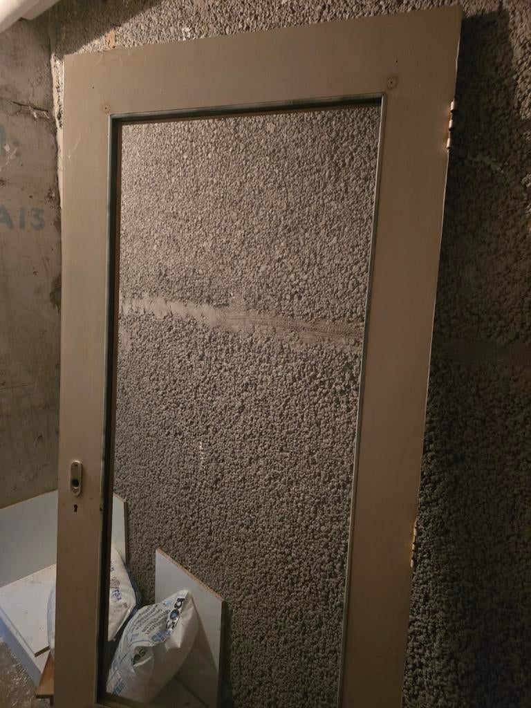 Gebruikte binnendeur met glas, groen geverfd, Doe-het-zelf en Verbouw, Deuren en Horren, Ophalen
