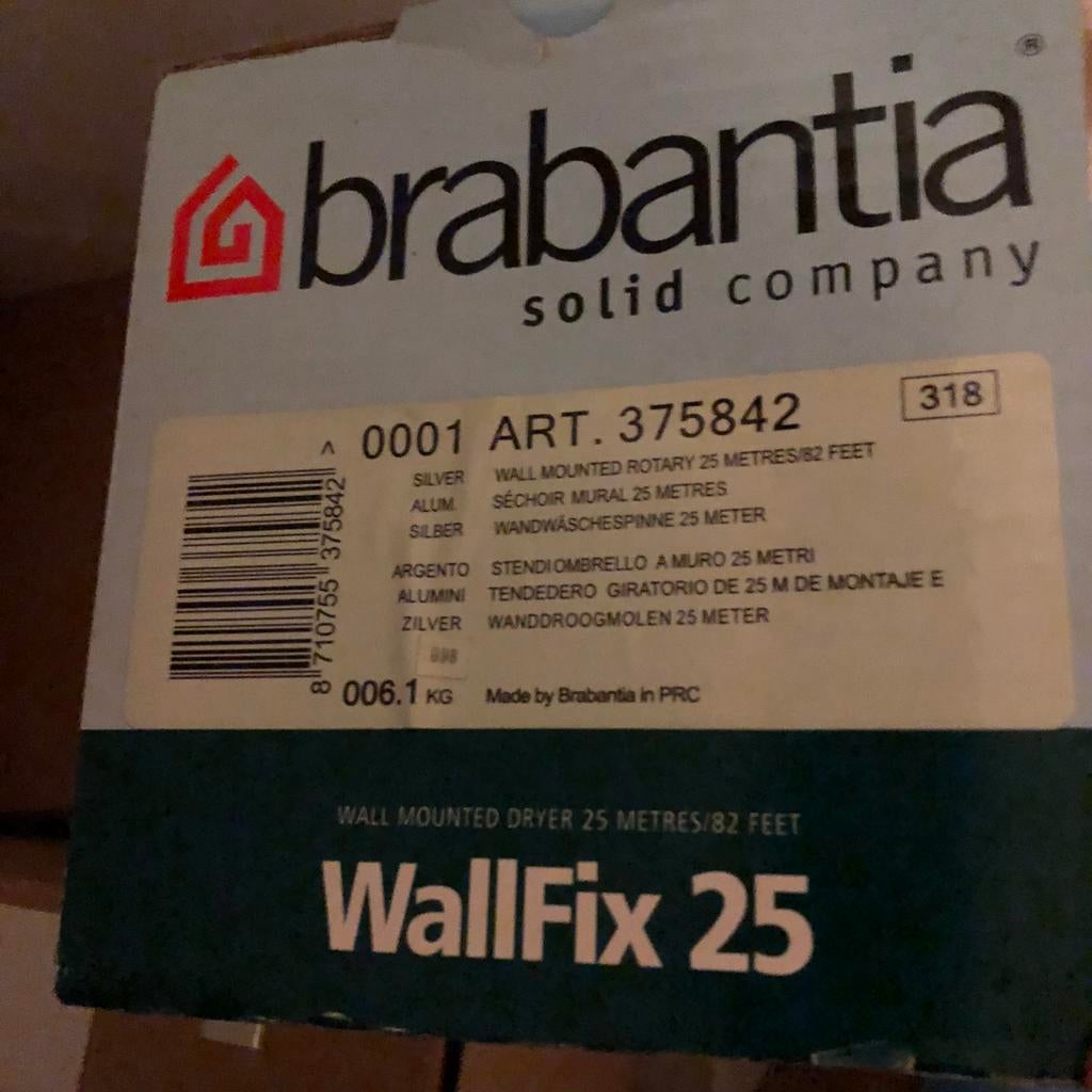 Brabantia Wallfix 25 droogmolen, Tuin en Terras, Ophalen of Verzenden, Nieuw, Droogmolen
