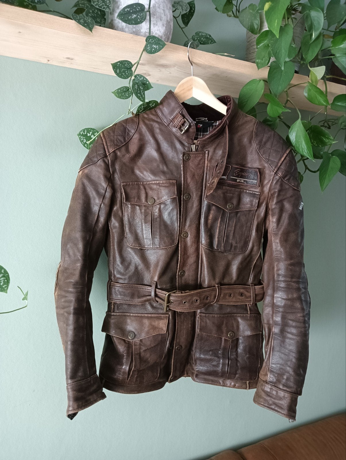 Mooie caferacer oldtimer leren jas maar 52, Ophalen of Verzenden