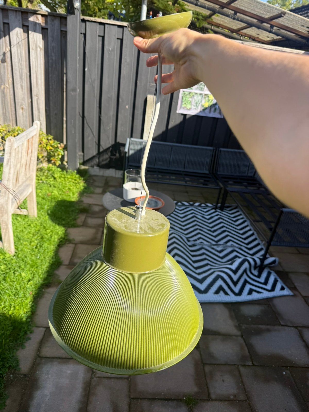 Toffe hanglamp olijfgroen, Huis en Inrichting, Ophalen, Kunststof
