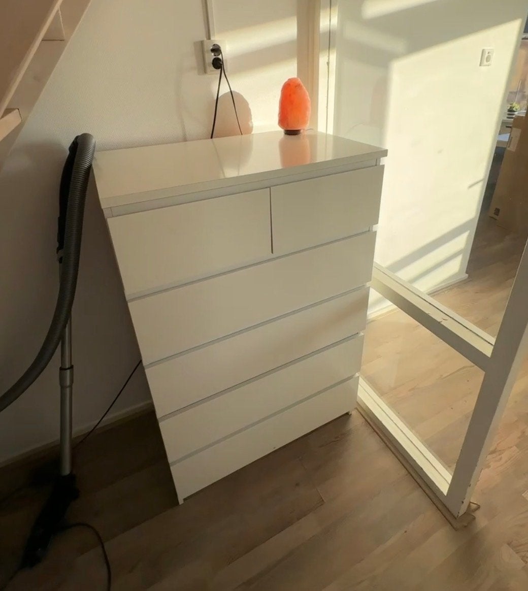Ikea MALM ladekast met 6 lades - Wit, Huis en Inrichting, Ophalen, Overige materialen, Gebruikt, 5 laden of meer