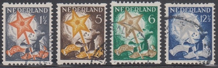 Nederland Tweezijdige hoekroltanding NVPH 98/101 gestempeld, Postzegels en Munten, Postzegels | Nederland, Ophalen of Verzenden