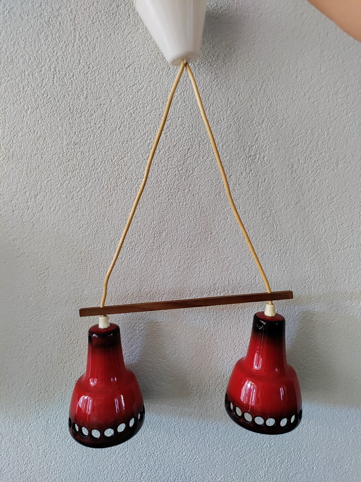 vintage retro hanglamp rood jaren 60, Huis en Inrichting, Lampen | Hanglampen, Ophalen of Verzenden