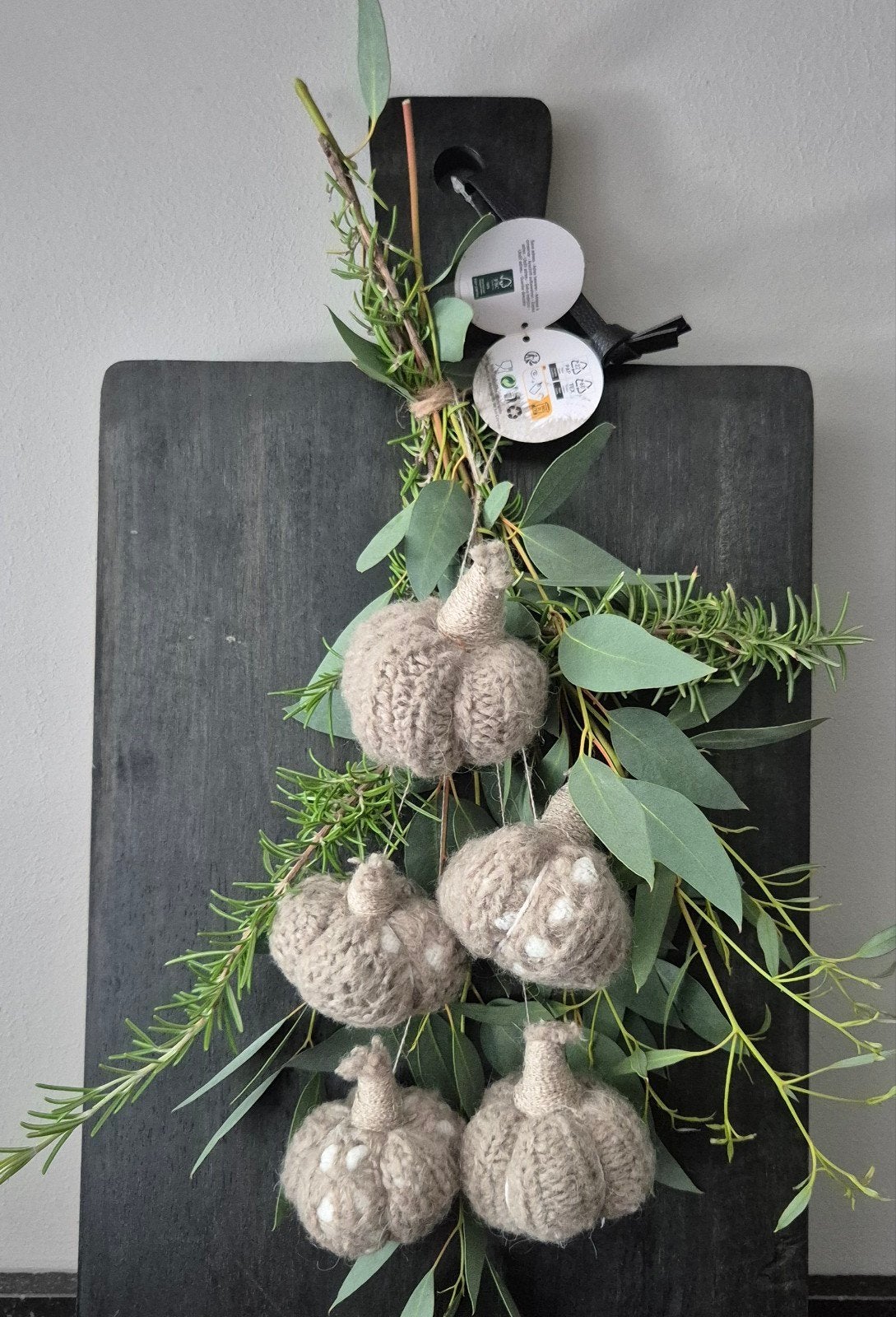 Toef van vers groen met handgemaakte pompoenen van wol, Groen, Nieuw, Ophalen of Verzenden, Landelijk