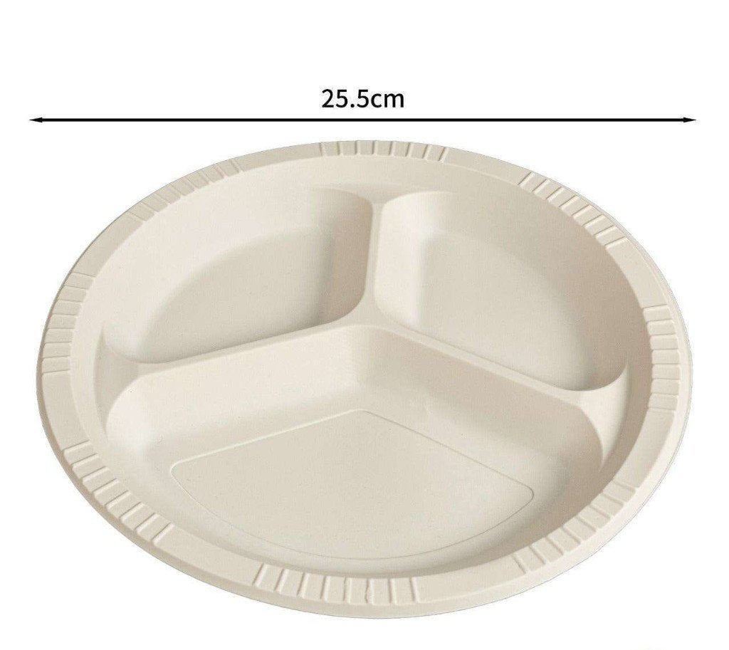 3-Vaks Wegwerp Bord 25,5cm – Horeca, BBQ & Catering 25 stuks, Ophalen of Verzenden, Sammys Outlet, Info@sammysoutlet.nl, Stationsweg 19 a