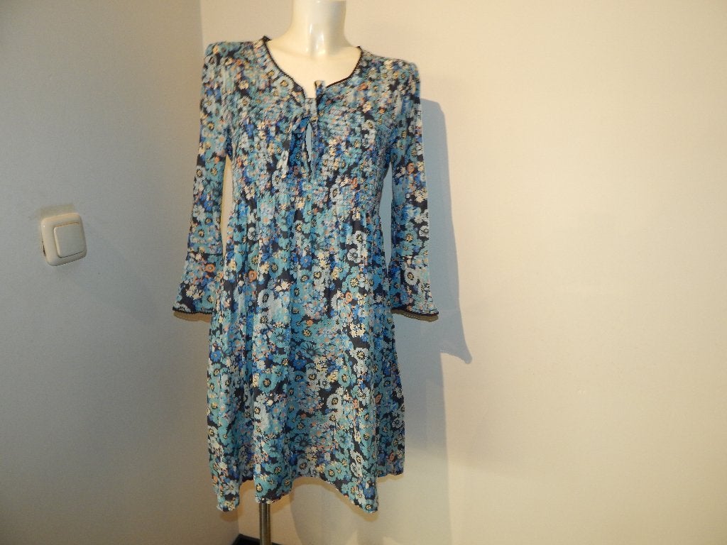 Odd Molly fleurige bloemen jurk hemels blauw strikjes M
