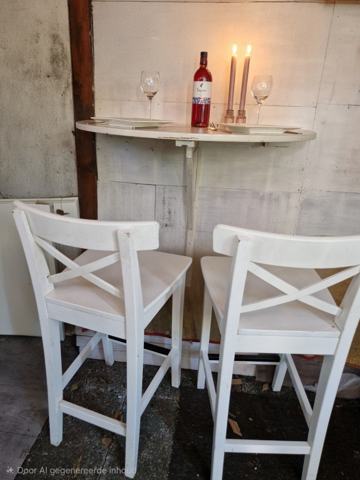 Grenen inklapbare bartafel met 2 barkrukken - Ruimtebesparen, Gebruikt, Ophalen of Verzenden, 90 cm of meer, Hout