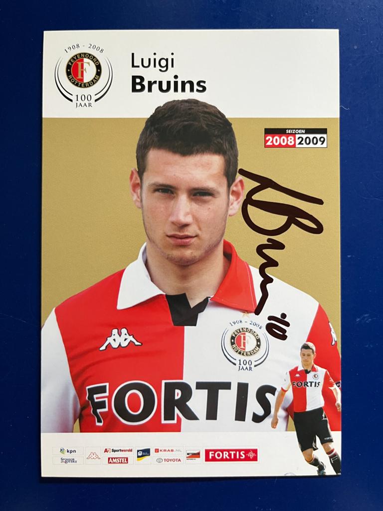 Feyenoord spelerskaart Bruins met handtekening, Ophalen of Verzenden, Zo goed als nieuw, Feyenoord, Spelerskaart