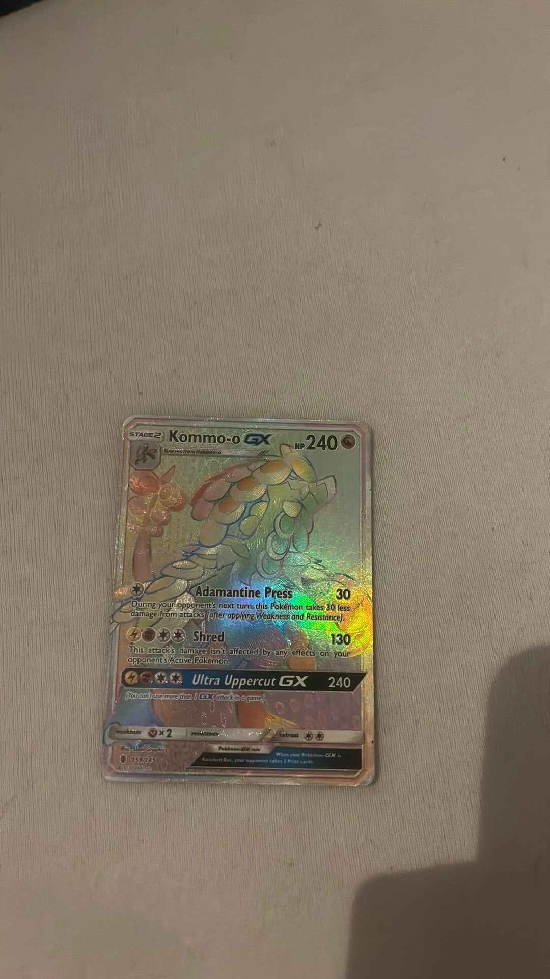 Komm-o pokémon kaart GX, Ophalen of Verzenden, Zo goed als nieuw