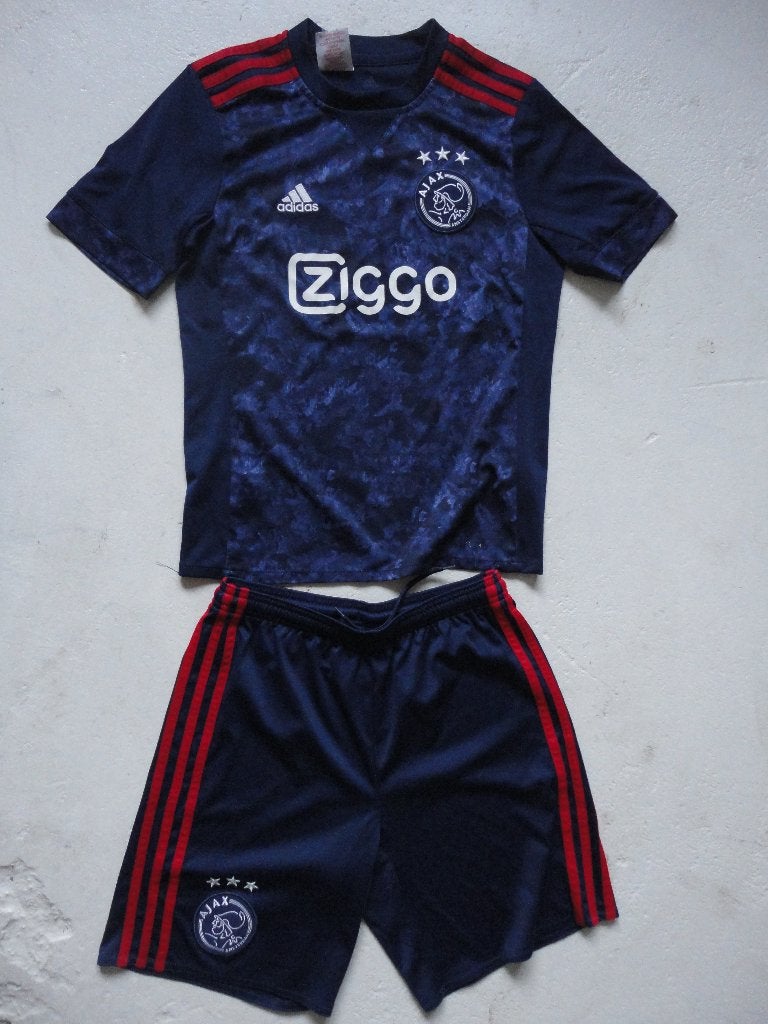 Supermooi origineel voetbalsetje AJAX  maat M - 128, Blauw, Overige maten, Ophalen of Verzenden, Zo goed als nieuw