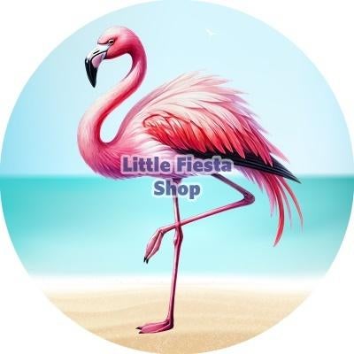 L1910 icing frosting flamingo 19cm eetbare taart print, Ophalen of Verzenden, Nieuw, Taarten, Versiering