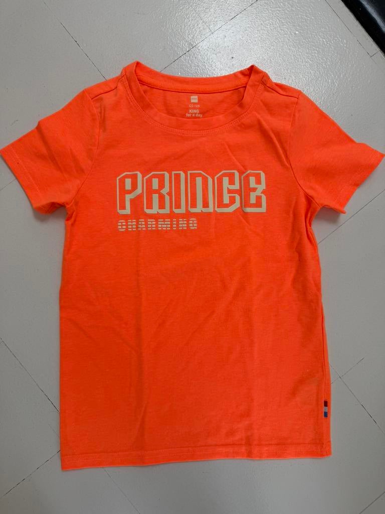 Oranje tshirt koningsdag Prince charming, Ophalen of Verzenden, Zo goed als nieuw, Jongen, Shirt of Longsleeve