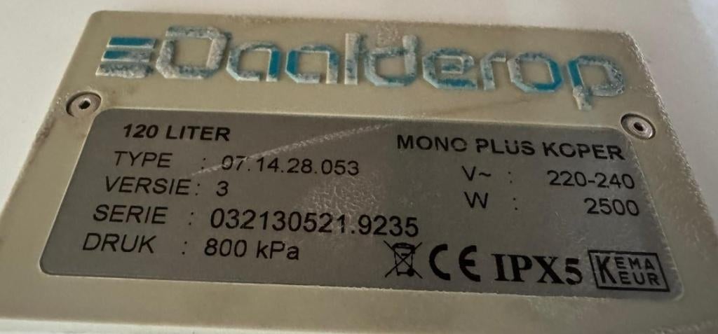 Daalderop Boiler 120L, Ophalen, Gebruikt, 100 liter of meer, Boiler