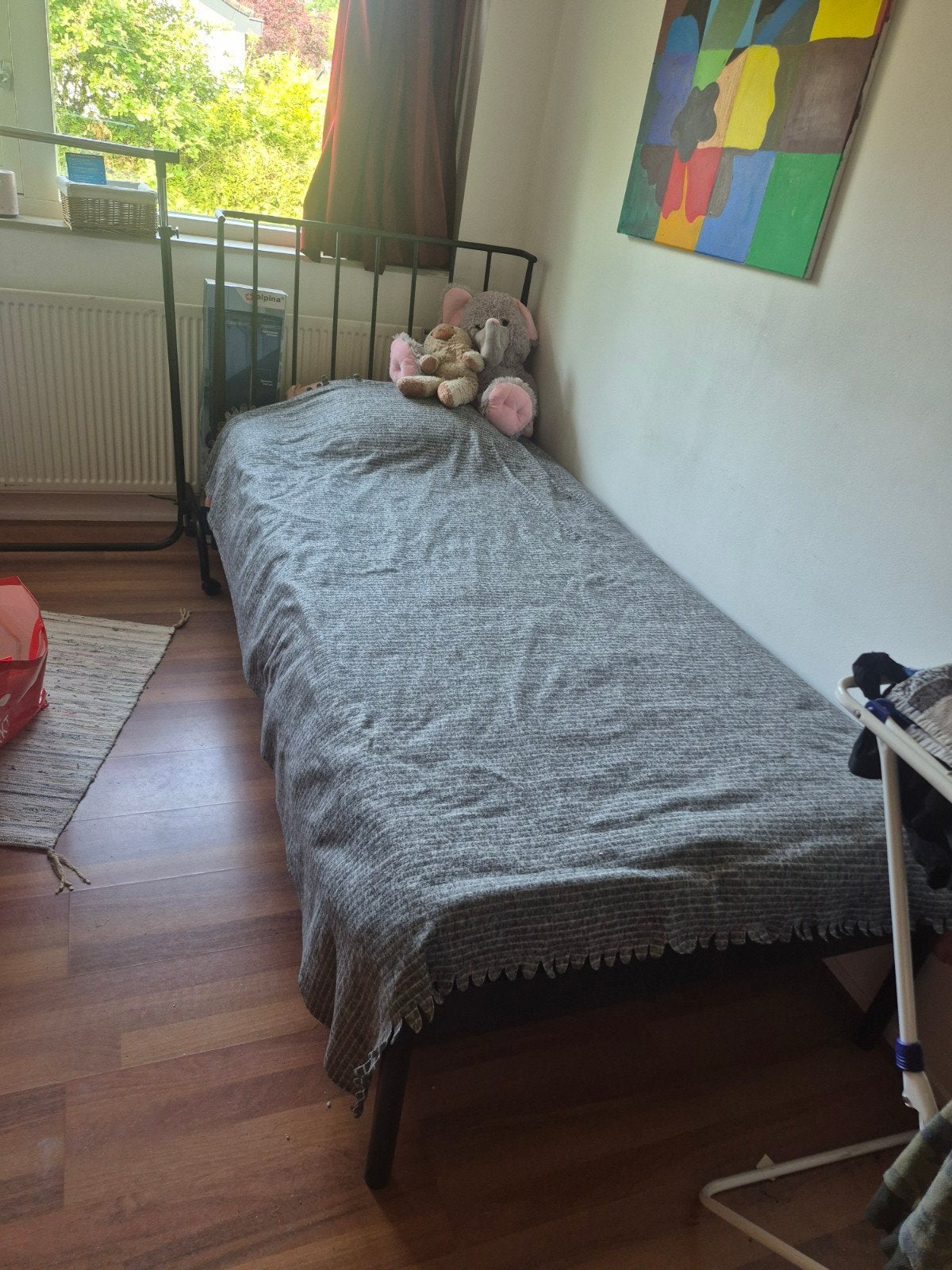 Zgan 1 persoons bed incl. Lattenbodem, Huis en Inrichting, Slaapkamer | Bedden, Ophalen, 90 cm, Eenpersoons, Zo goed als nieuw