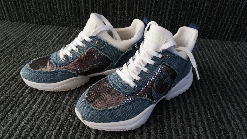 Guess dames sneakers maat 38 jeans kleur met glitter, Ophalen, Guess, Blauw, Nieuw