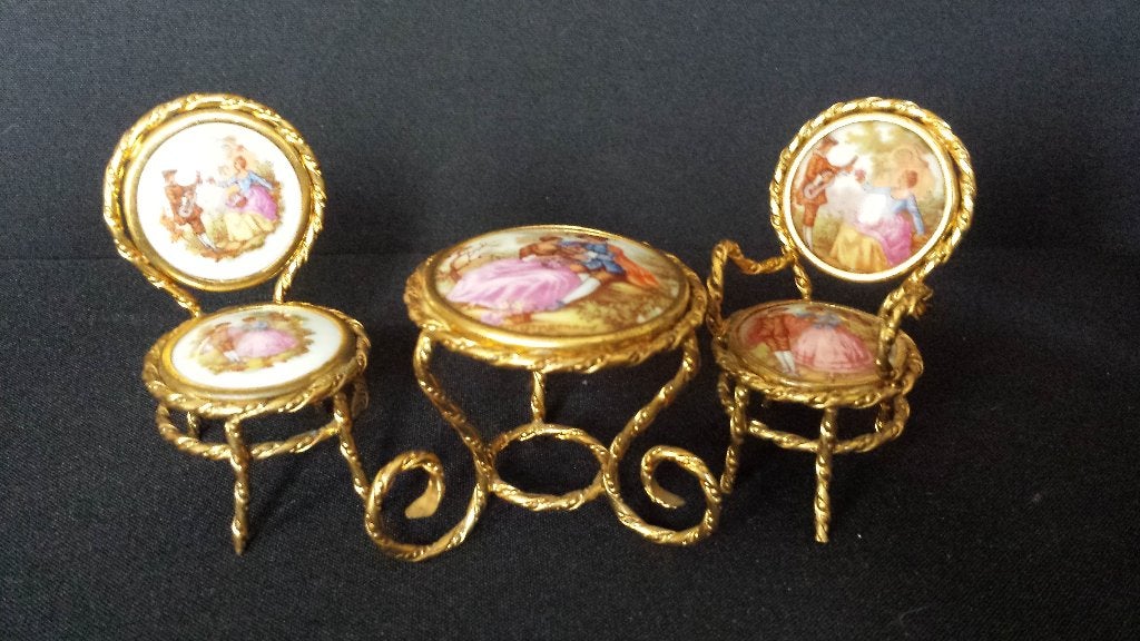 Miniatuur BISTRO set  ~ LIMOGES Porselein ~ Afb. FRAGONARD, Antiek en Kunst, Ophalen of Verzenden