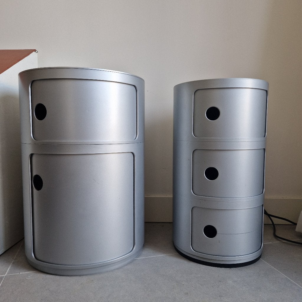 Kartell Componibili set 2x opbergkast grijs 32+42cm, Ophalen, Kunststof, Gebruikt, Minder dan 45 cm