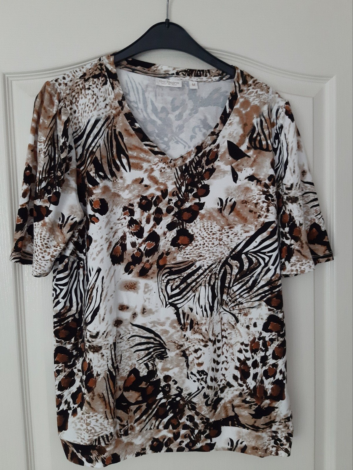 So Soire Shirt Nieuw met Bruinprint, Maat M, Maat 38/40 (M), So Soire, Meerkleurig, Nieuw