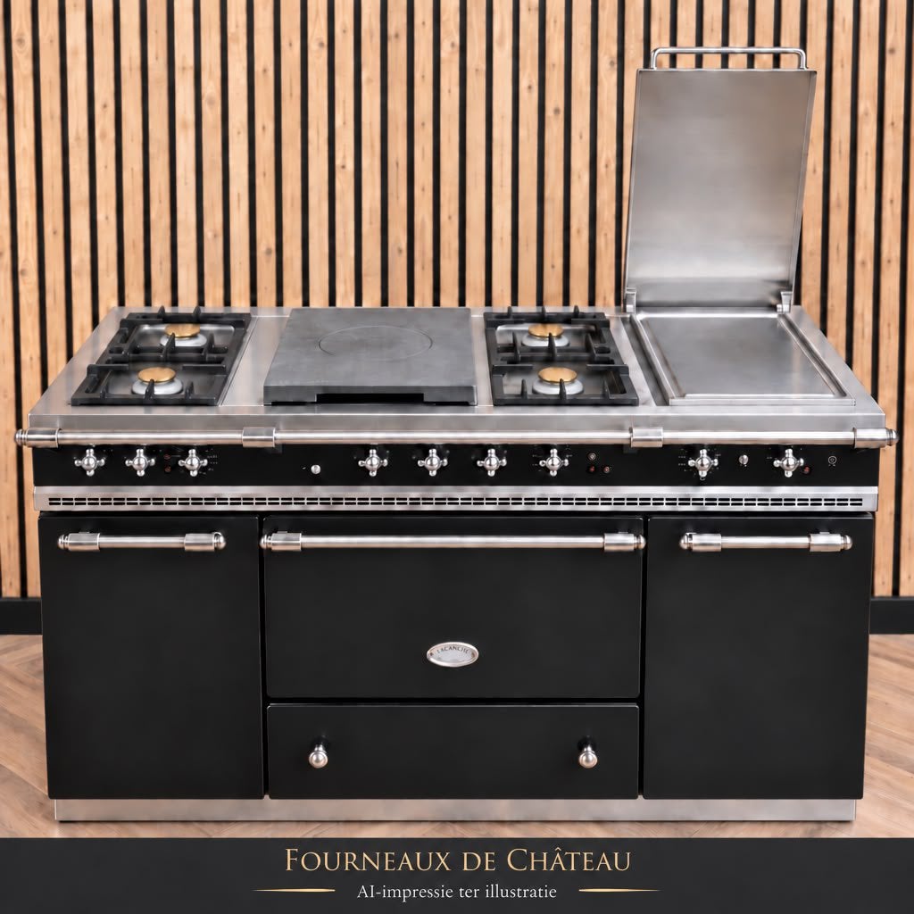 Lacanche 150cm zwart Gas + Teppanyaki plaat, 60 cm of meer, Ophalen of Verzenden, Gas, Vrijstaand
