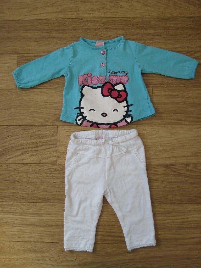 Hello Kitty longsleeve maat 62+witte broek met kant maat 56, C&A, Meisje, Ophalen of Verzenden, Zo goed als nieuw