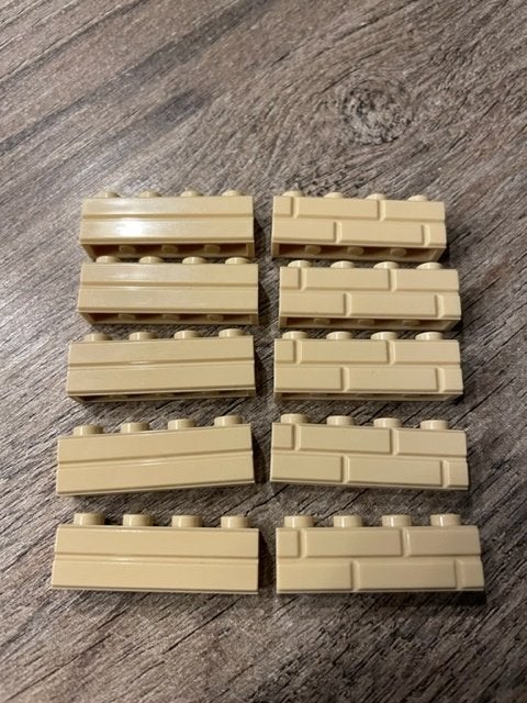 10 lego basis blokjes 1x4 beige met steen motief, Ophalen of Verzenden, Nieuw, Losse stenen, Lego