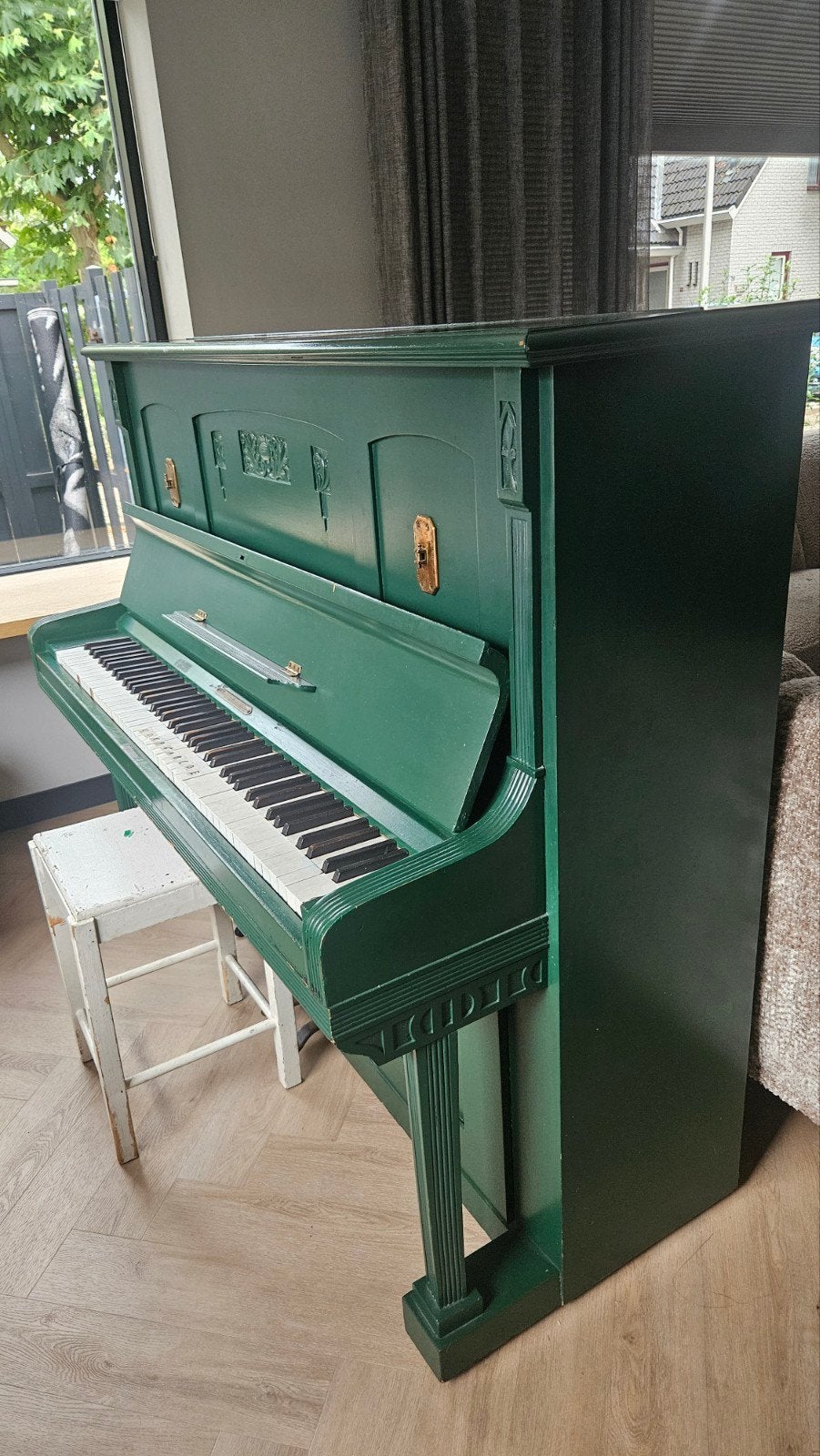 Oude groene piano van Julius Pfaffe, Ophalen, Gebruikt, Overige kleuren, Piano