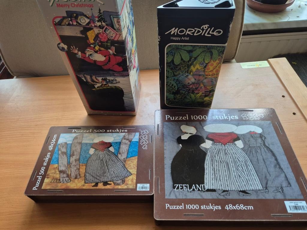 Vintage puzzels Zeeland, Mordillo, Kerst, Ophalen of Verzenden, 500 t/m 1500 stukjes, Gebruikt, Legpuzzel
