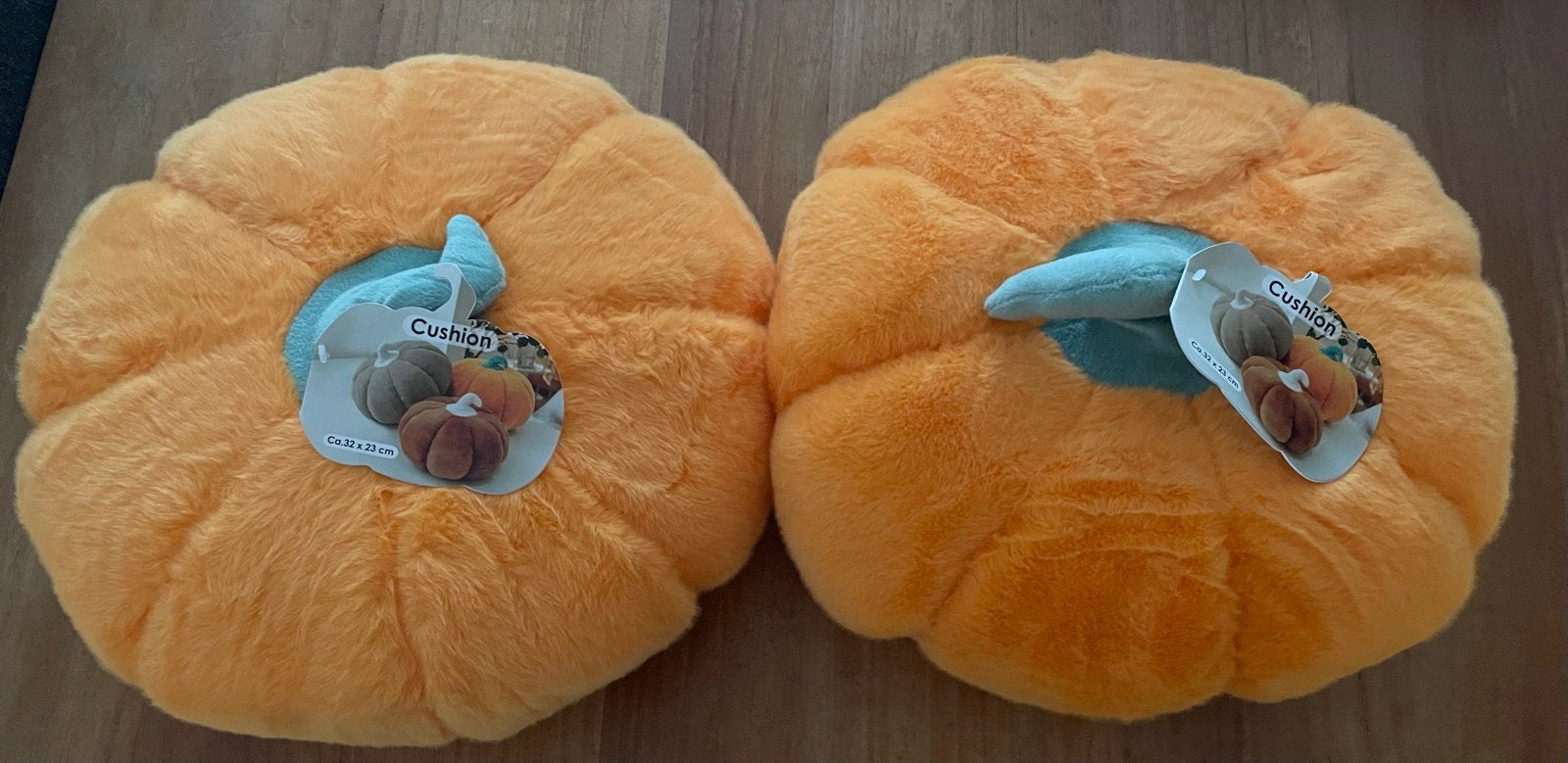 Set van 2 Nieuwe Pompoen Sierkussens - Oranje, Overige merken, Met print, Rond, Nieuw
