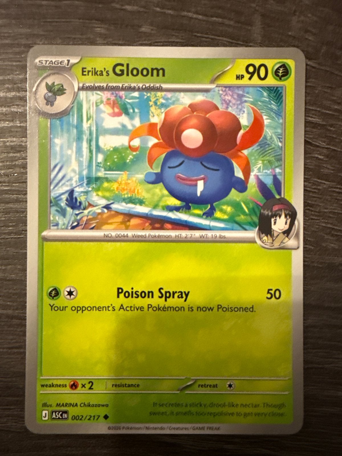 Erika's Gloom Pokémon Kaart - ASCEN 002/217, Ophalen of Verzenden, Zo goed als nieuw, Losse kaart