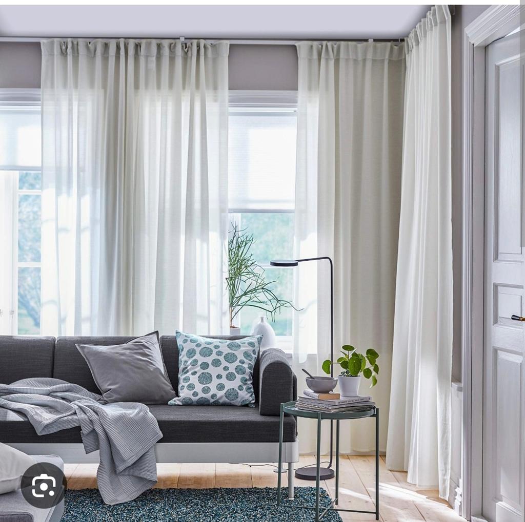 Ikea HILJA Kant en klaar gordijnen,1 paar wit + plooiband, Ophalen, 100 tot 150 cm, 200 cm of meer, Wit