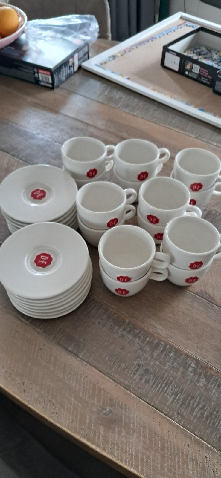 DE Cappuccino kop en schotel set - 14 stuks + 3 extra koppen, Ophalen of Verzenden