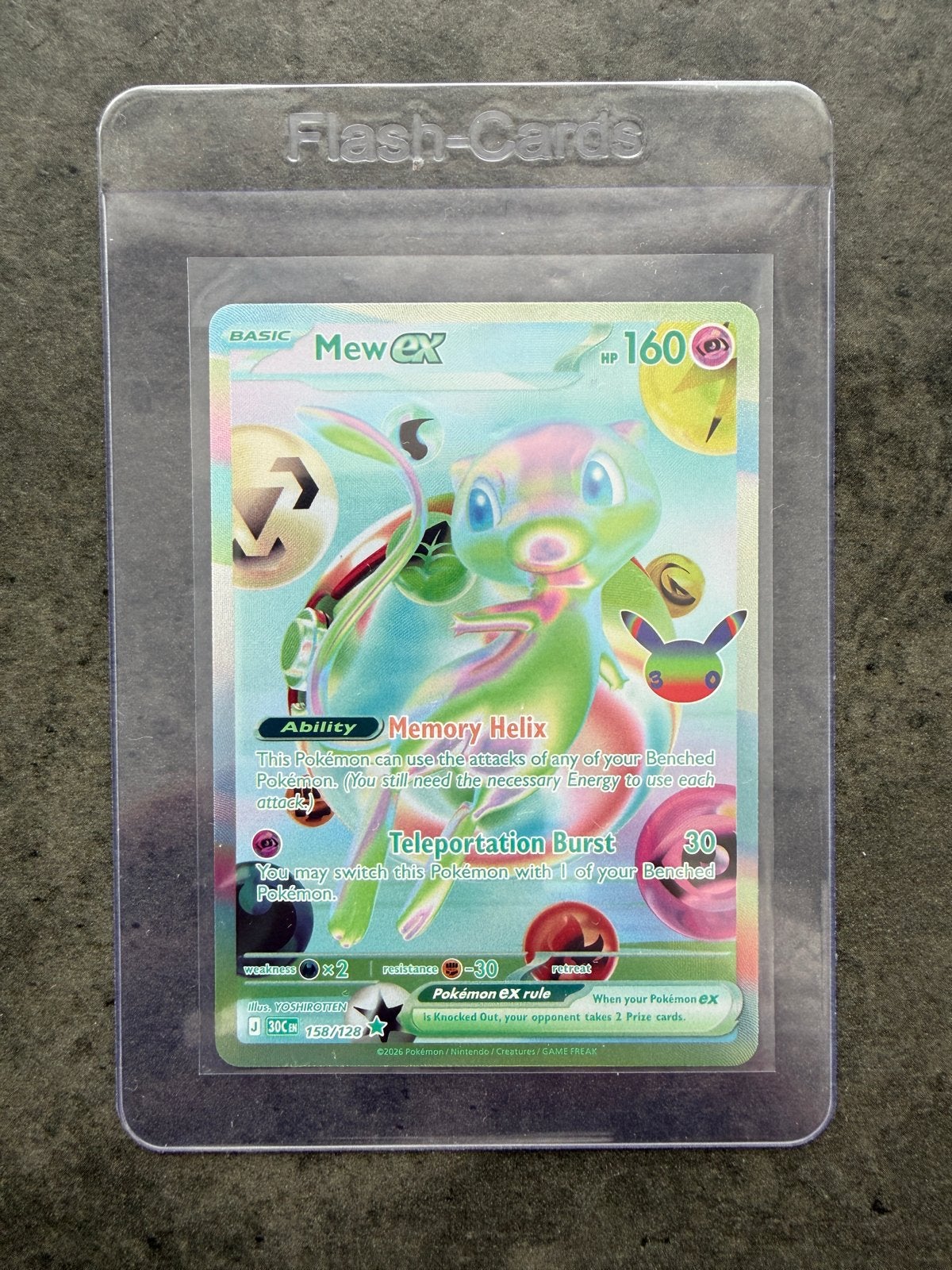 Mew ex 158/128 – 30th Anniversary – PSA 10-kandidaat, Ophalen of Verzenden, Nieuw, Losse kaart, Foil