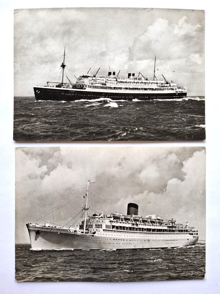 kaarten m.s. Oranje en m.s. Johan van Oldenbarnevelt, Verzamelen, Verzenden, Gebruikt, Motorboot, Kaart, Foto of Prent