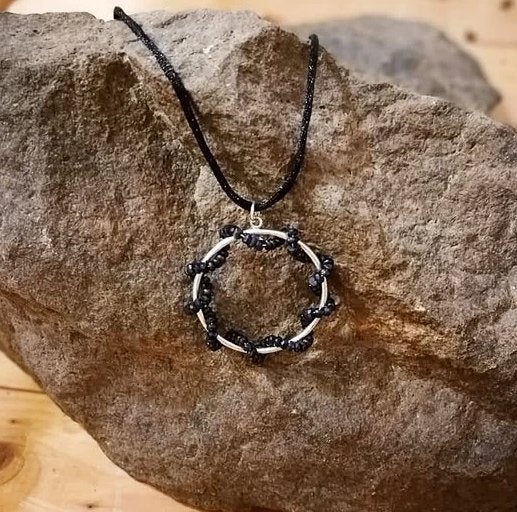 Natuurlijke Zwarte Saffier 925 Zilveren Hanger - Handgemaakt, Overige voorstellingen, Zwart, Nieuw, Ophalen of Verzenden