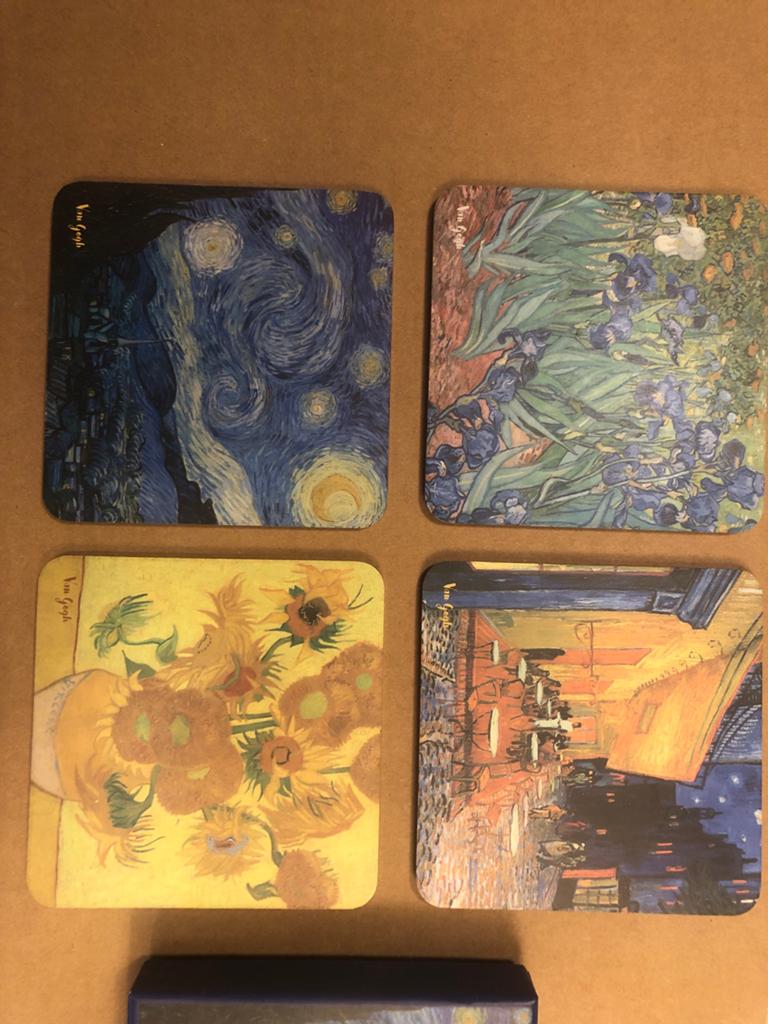 Van Gogh Onderzetters - Set van 4 met Kunstwerken, Meerkleurig, Overige materialen, Overige stijlen, Ophalen of Verzenden