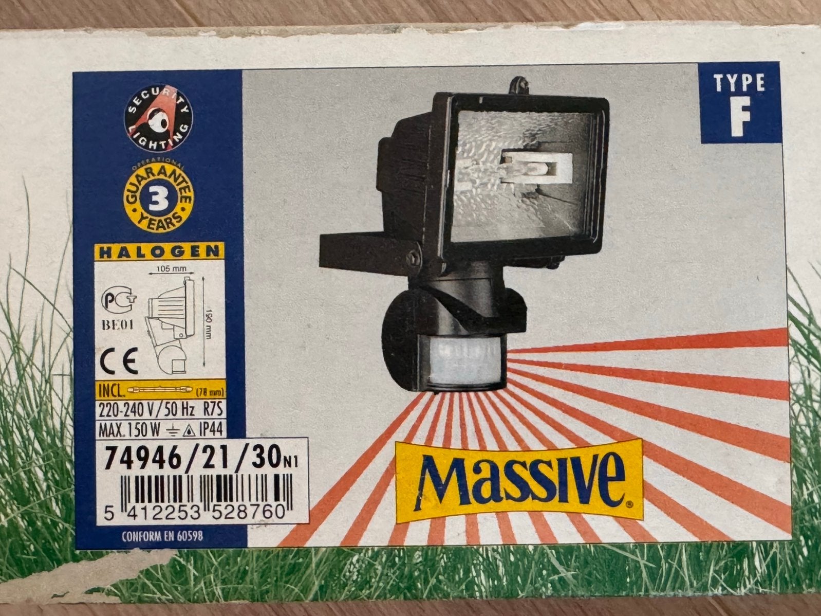 Massive Bouwlamp 150W met Sensor - Halogeen Buitenlamp, Overige materialen, Bewegingssensor, Overige typen, Nieuw