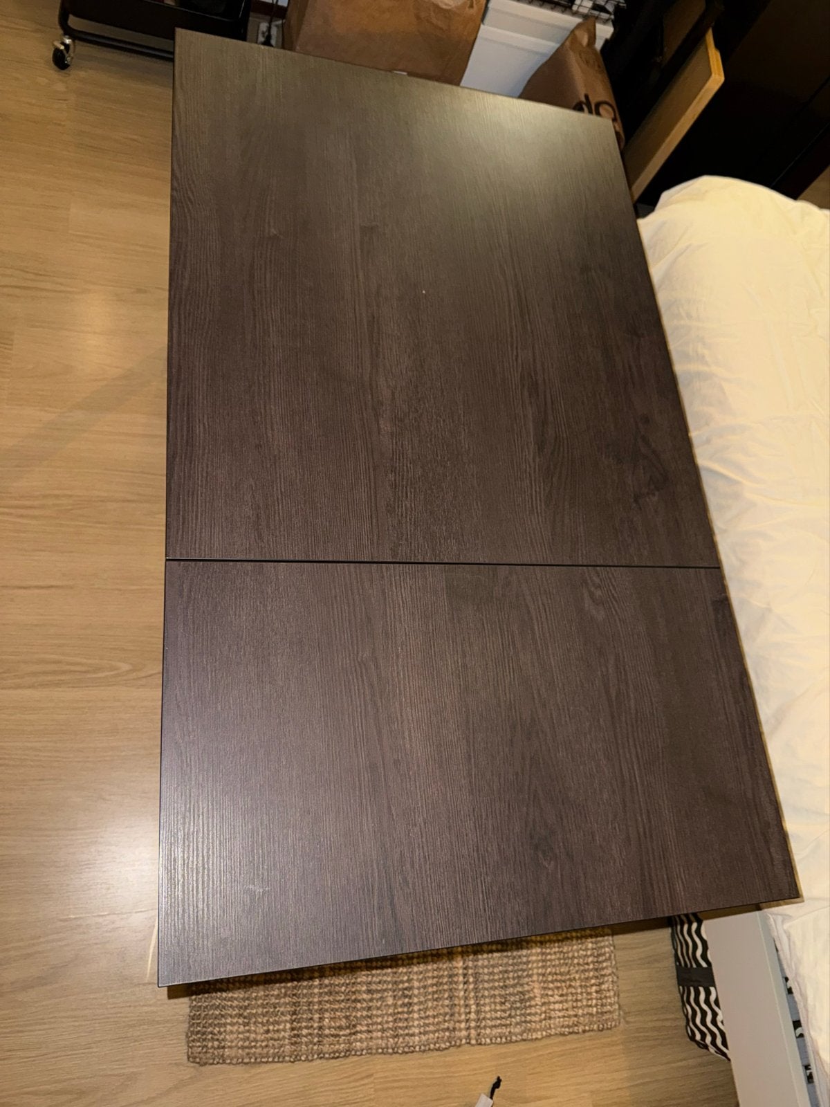 IKEA VANGSTA Uitschuifbare Tafel - Zwart/Donkerbruin, Ophalen, Gebruikt, 100 tot 150 cm, Tot twee personen