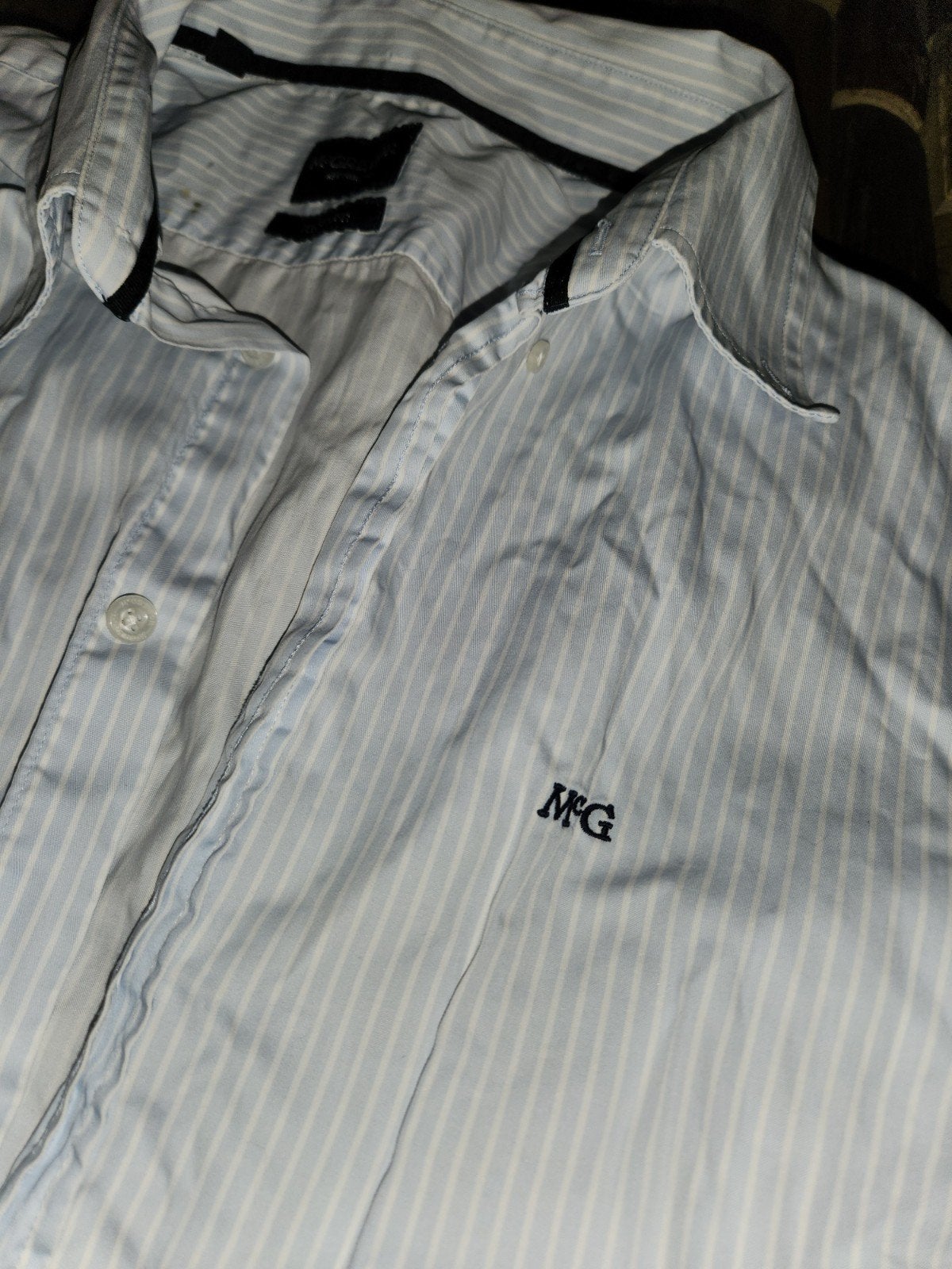 McGregor Custom Fit overhemd - Lichtblauw gestreept, Kleding | Heren, Ophalen of Verzenden, Gedragen, Halswijdte 43/44 (XL), McGregor