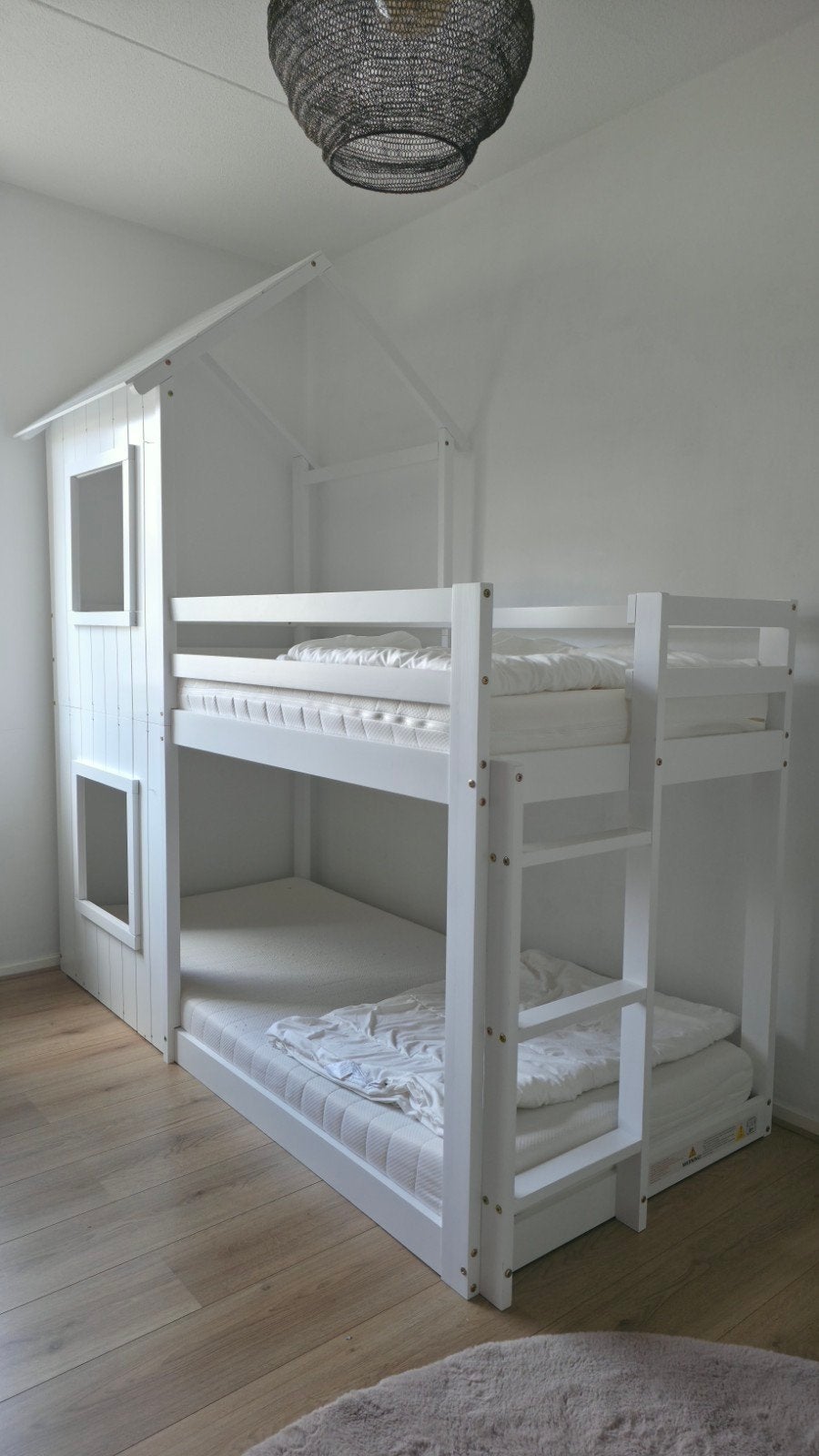 Prachtig Witte Boomhut Stapelbed – Compleet & Zgan!, Ophalen, 90 cm, Tweepersoons, Zo goed als nieuw