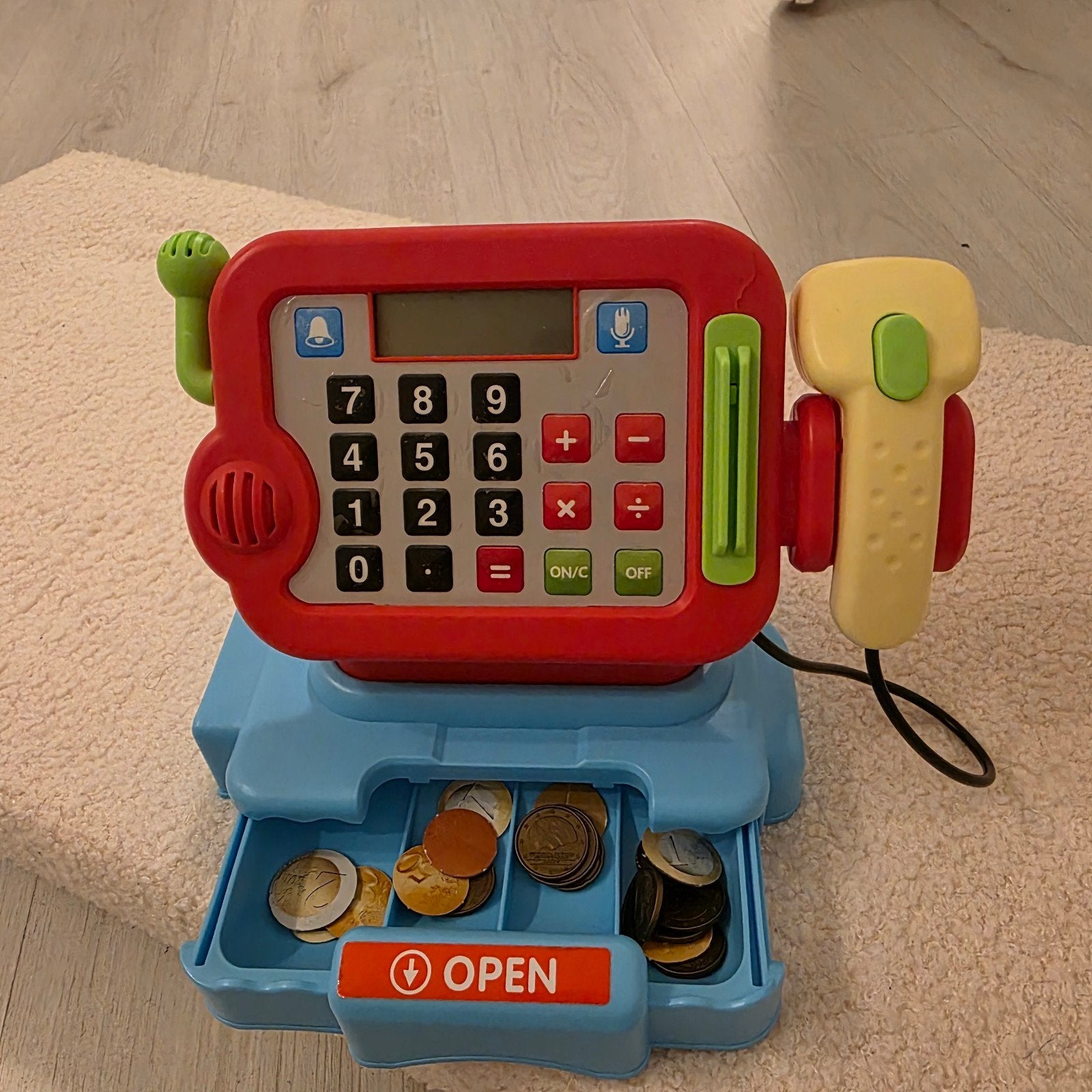 Speelgoed kassa met munten en microfoon, Ophalen of Verzenden