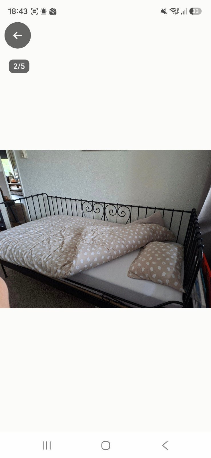 Ikea Hemnes bedbank zwart metaal, Klassiek, modern, Eenpersoons, Zwart, Ophalen of Verzenden