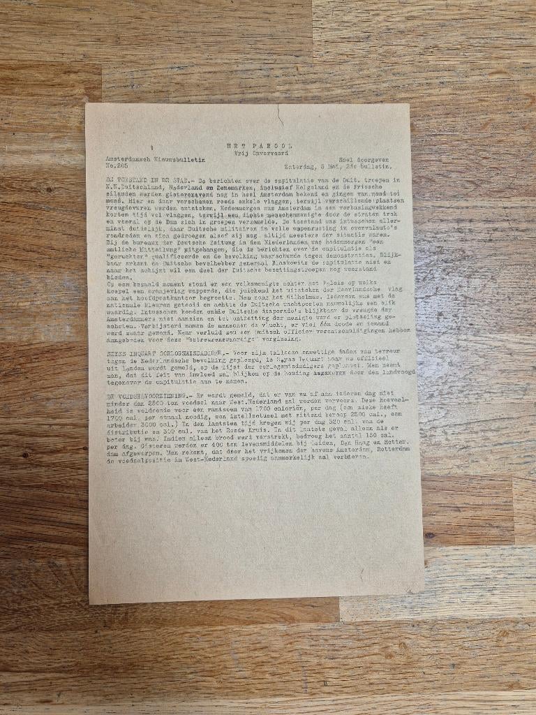 Wo2 illegale pers verzetskrant Het Parool, 5 mei 1945, Ophalen of Verzenden, Nederland, Boek of Tijdschrift