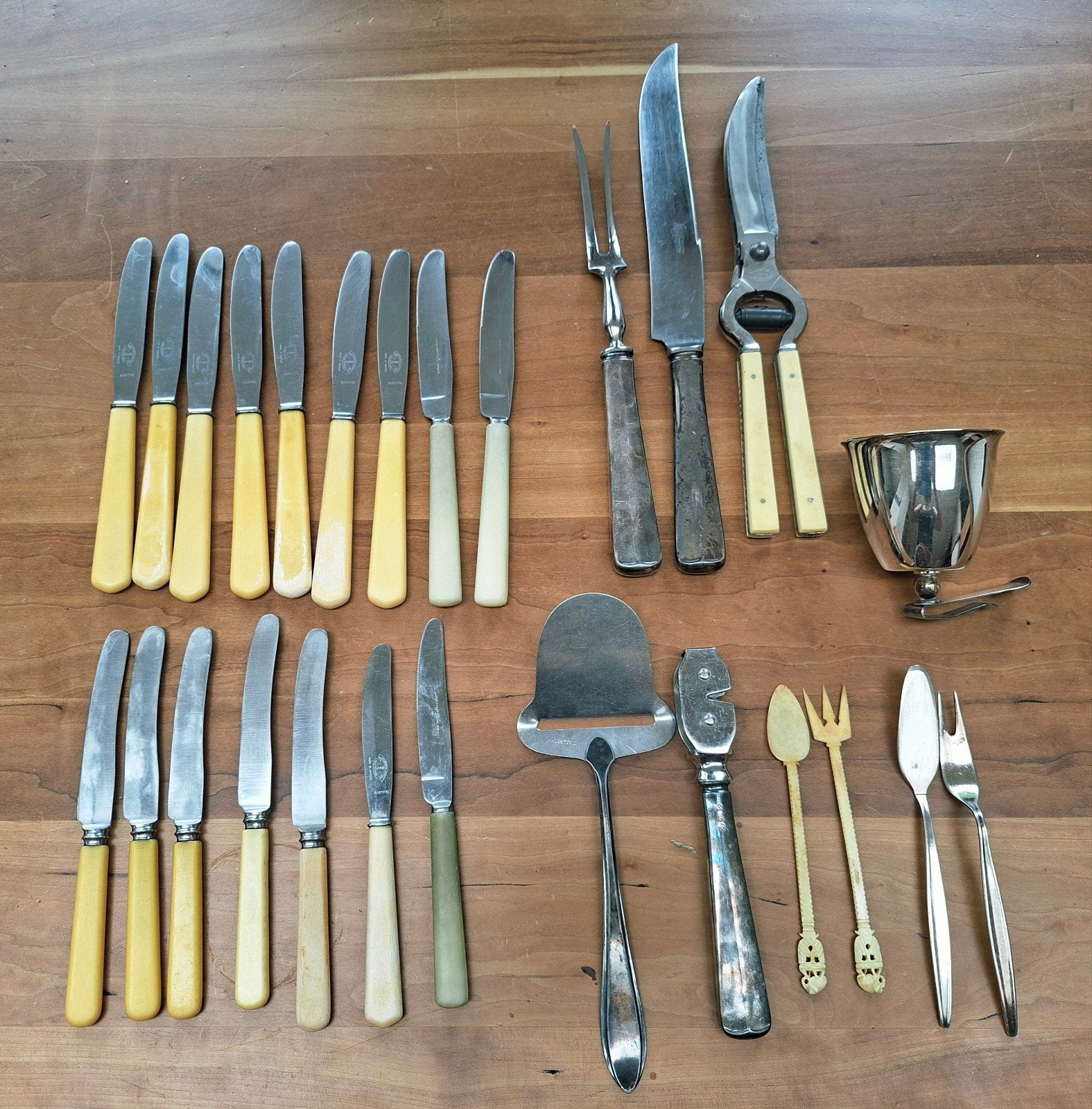 Divers Vintage Bestek: Vleesvork, -mes, Kaasschaaf, Ophalen of Verzenden