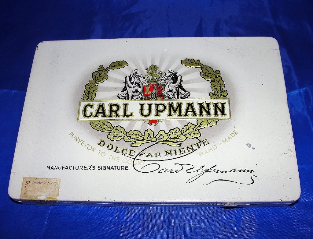 Carl Upmann blik 10 sigaren Corona Robust, Verzamelen, Ophalen of Verzenden, Gebruikt, Tabaksdoos of Verpakking