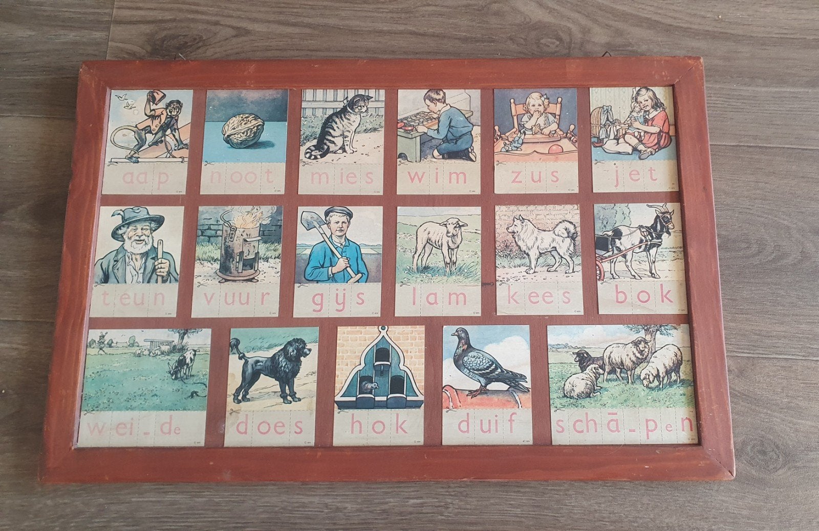 AAP NOOT MIES houten bord  60x39, Ophalen of Verzenden