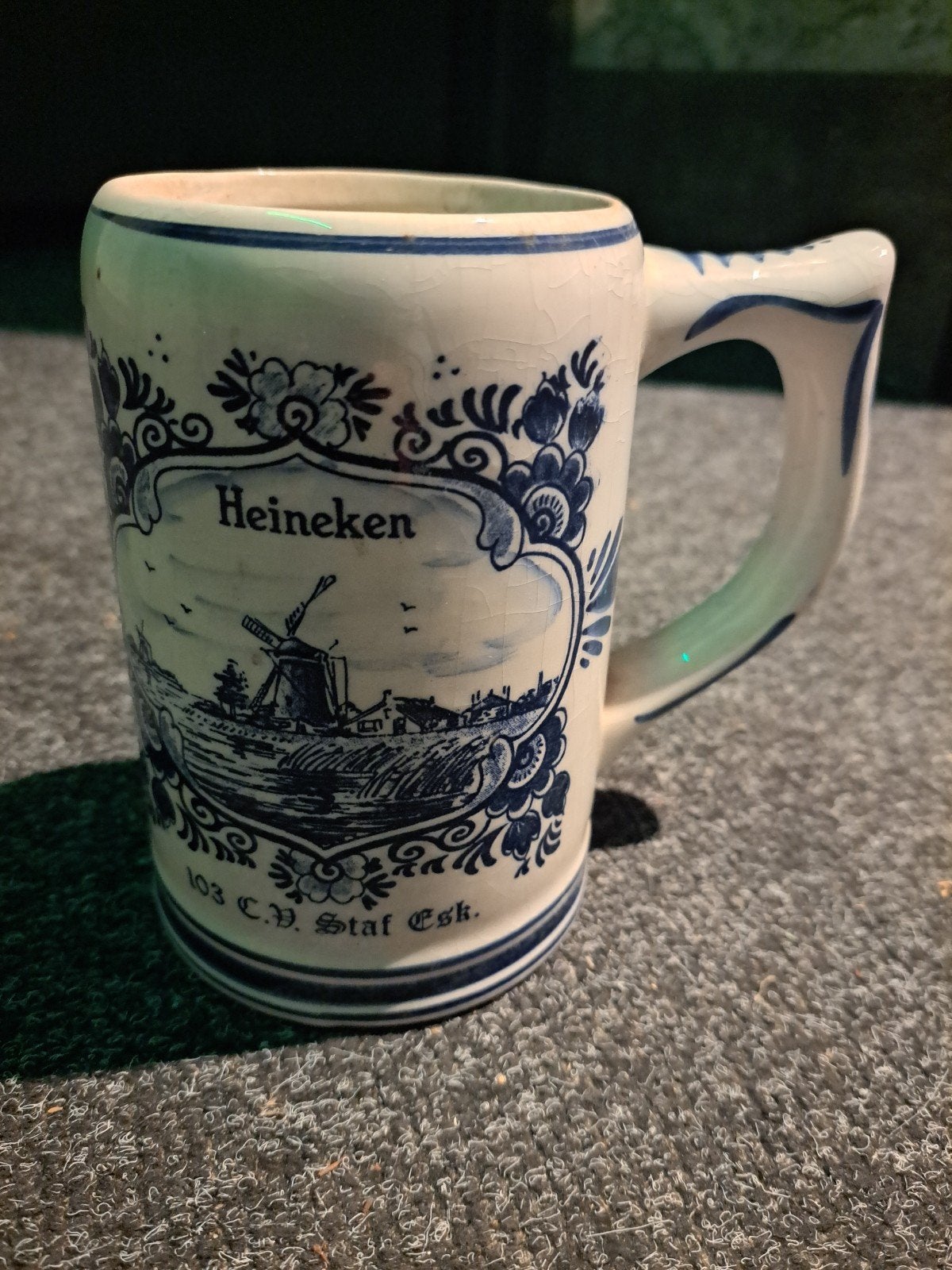Vintage Heineken Delfts Blauw Bierpul - Hollandse Scènes, Ophalen of Verzenden